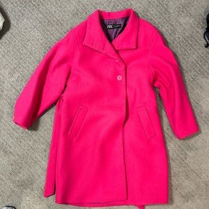 Hot pink Zara wool coat